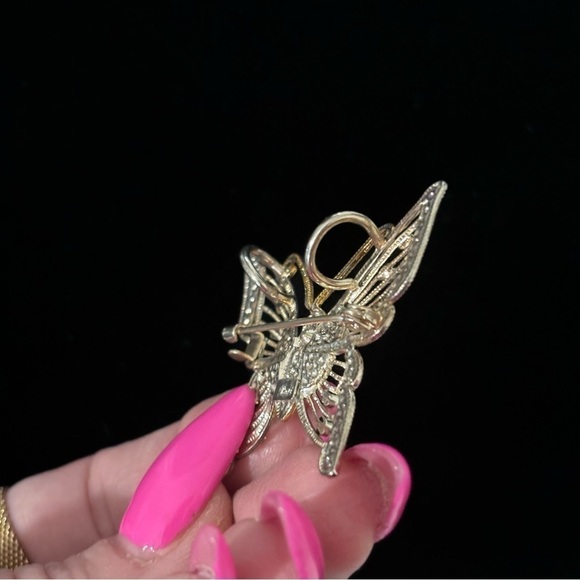 Best Vintage silver and gold tone rhinestone pendant or brooch - Picture 5 of 10